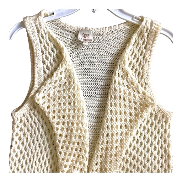 LA Blend Long Ivory Knit Sweater Vest Large EUC - Picture 2 of 11